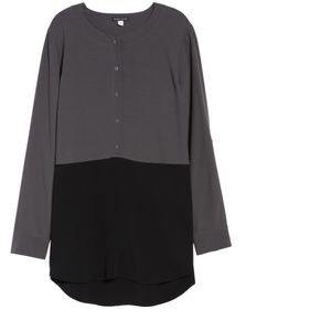 Eileen Fisher Black Colorblock Tencel Blend Top